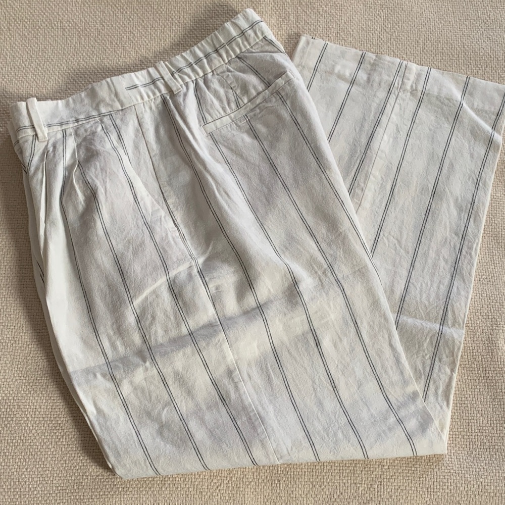 Gap Striped White Linen Pants